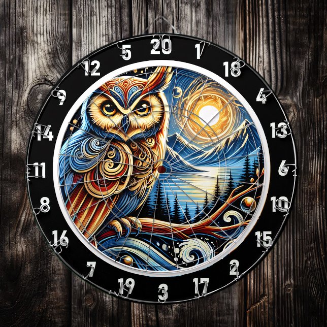 Design der verzauberten Nocturnal Owl Dartboard Dartscheibe (Von Creator hochgeladen)