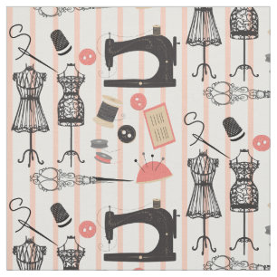 Design der Vintagen Nähmaschine, Crafty Sew Theme Stoff