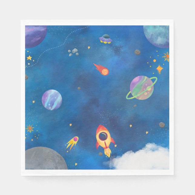 Design der Wasserfarbe im Weltraum - Dunkelblau Serviette (Vorderseite)