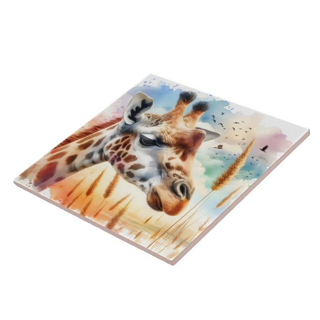 Design der Wasserfarben Giraffe Tiles Fliese (Seite)