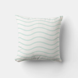 Design der Wavy Lines in Weiß und Cyan Green Paste Kissen