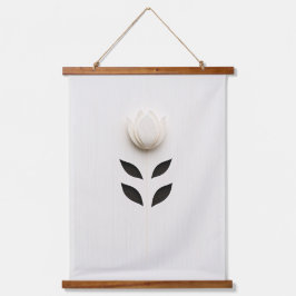 Design der weißen Blume Wandteppich Mit Holzrahmen