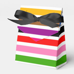 Design der weißen mehrfarbigen Streifen Geschenkschachtel