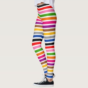 Design der weißen mehrfarbigen Streifen Leggings
