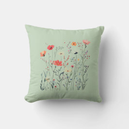 Design der Wilden Blume von Pastel Green, Sommerpa Kissen