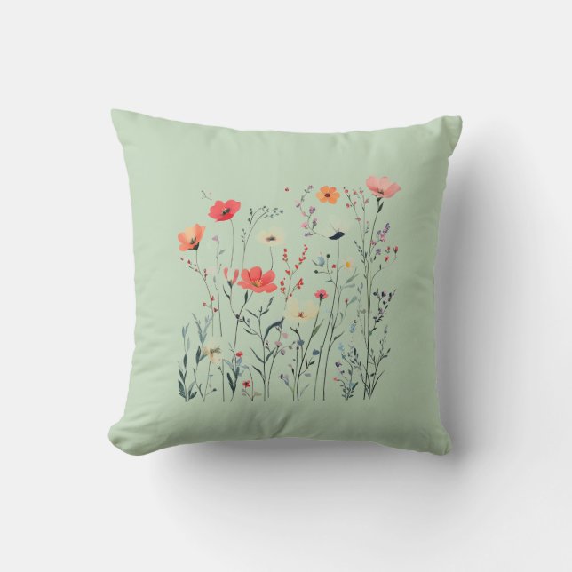 Design der Wilden Blume von Pastel Green, Sommerpa Kissen (Vorderseite)