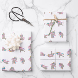 Design der Yoga-Posen für Einhorn Geschenkpapier Set