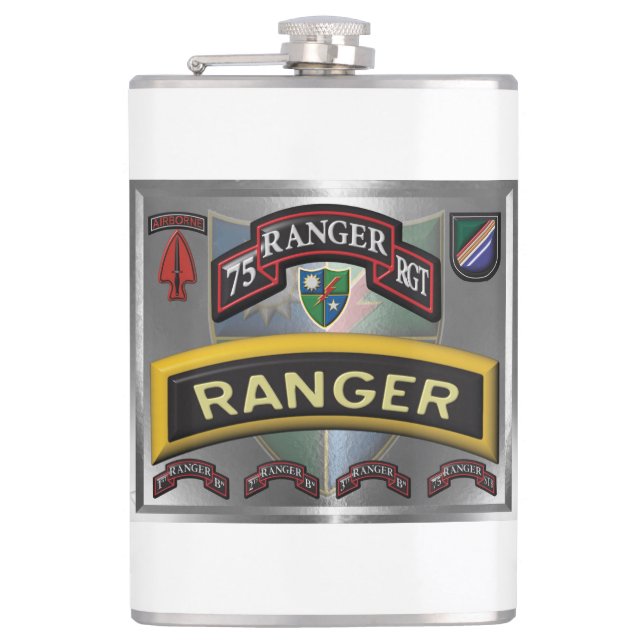 Design des 75. Ranger-Regiments gerahmt Flachmann (Vorderseite)