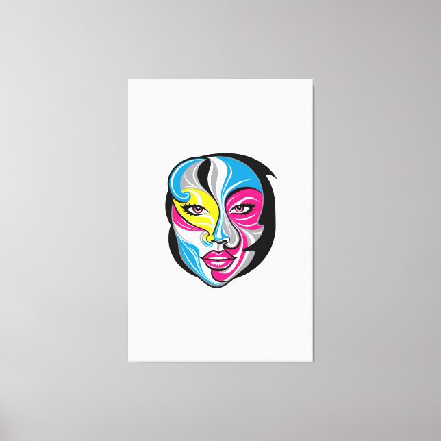 Design des abstrakten Face Art Logos Leinwanddruck (Vorderseite)