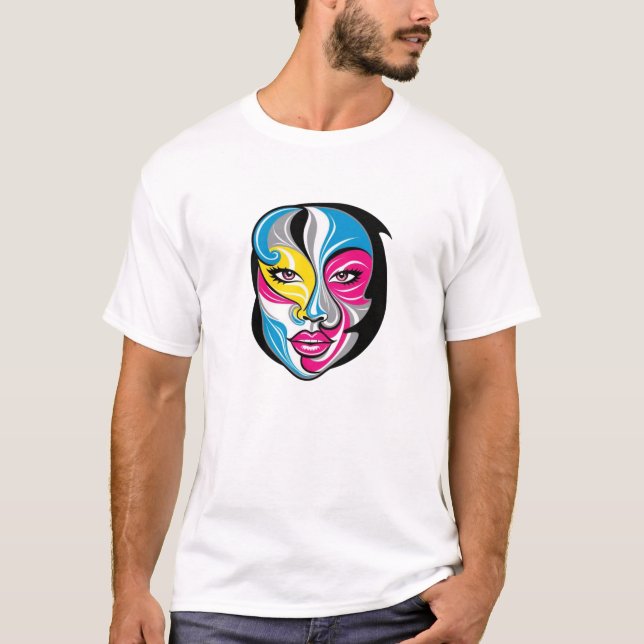 Design des abstrakten Face Art Logos T-Shirt (Vorderseite)
