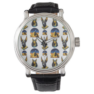 Design des alten Ägypten Pyramide Anubis Muster Armbanduhr