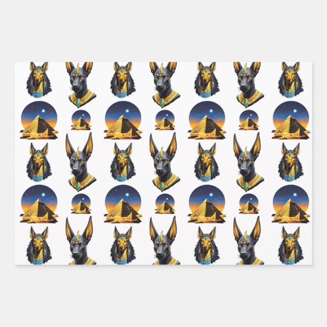 Design des alten Ägypten Pyramide Anubis Muster Geschenkpapier Set (Vorderseite)