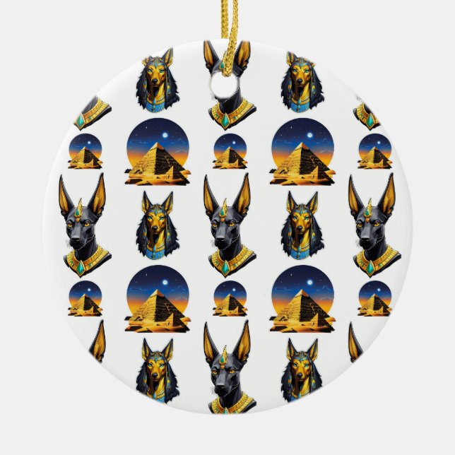 Design des alten Ägypten Pyramide Anubis Muster Keramik Ornament (Vorne)