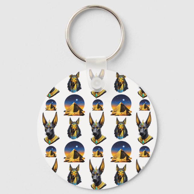 Design des alten Ägypten Pyramide Anubis Muster Schlüsselanhänger (Vorderseite)