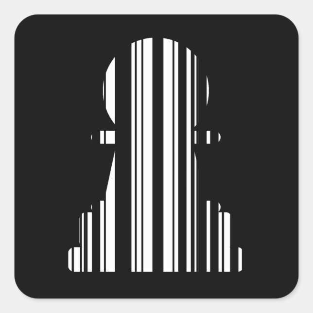 Design des BAR CODE-Schachstückmusters Quadratischer Aufkleber (Vorderseite)