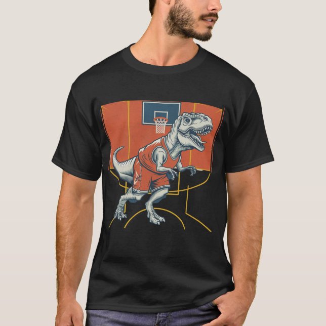 Design des Basketballspielers Dinosaurier T - Shir T-Shirt (Vorderseite)