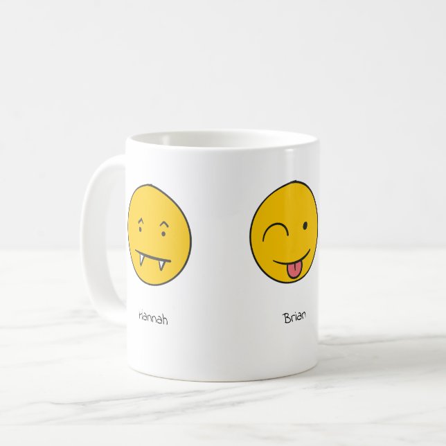 Design des benutzerdefinierten Name-Smileys Kaffeetasse (Vorderseite Links)