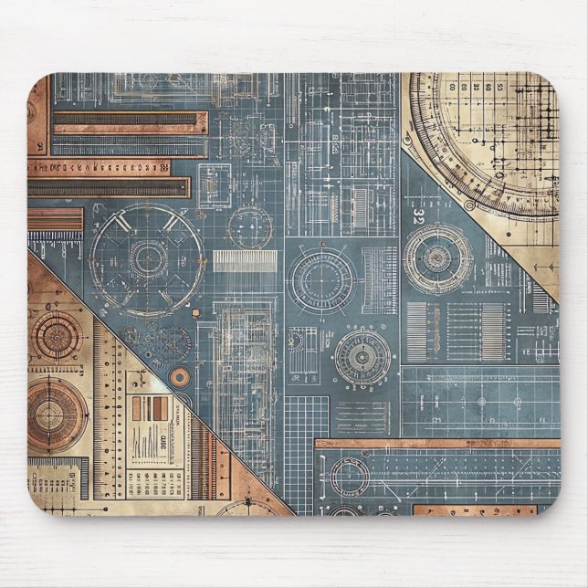 Design des Blueprints - Dekor des Architekten Mousepad (Vorne)
