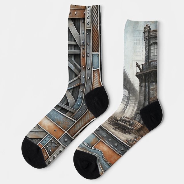 Design des Blueprints - Dekor des Architekten Socken (Linkes Detail)