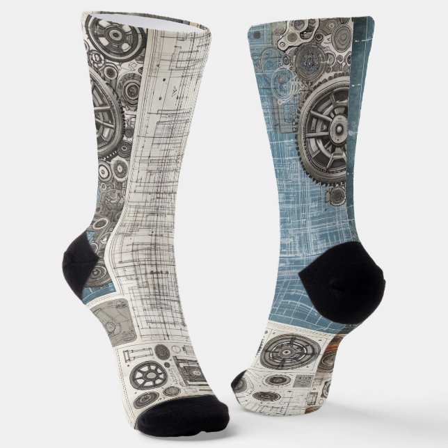 Design des Blueprints - Dekor des Architekten Socken (Gewinkelt)