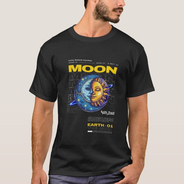 Design des Celestial Twin Sun und Moon T - Shirt (Vorderseite)