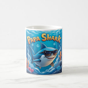 Design des coolen Papa Shark Cartoon Kaffeetasse