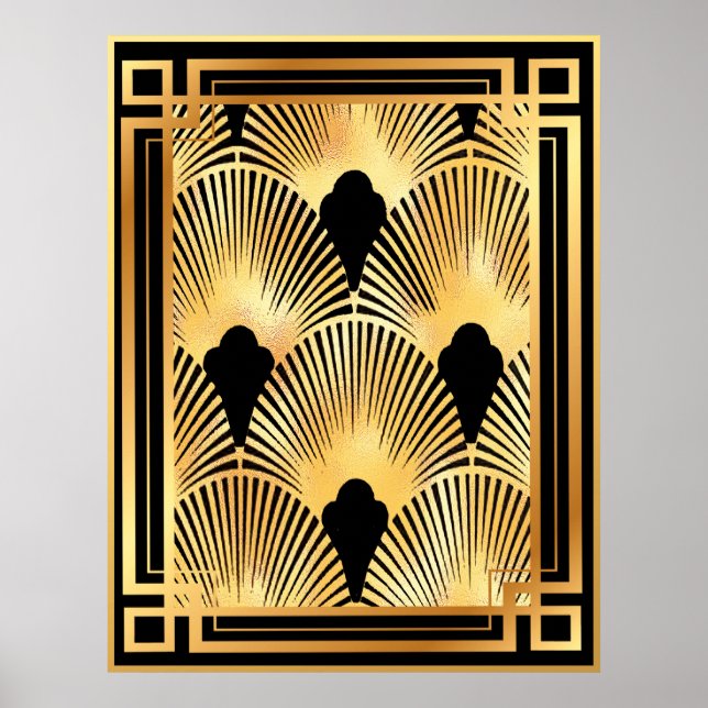 Design des Deco-Lüfters in Gold und Schwarz Poster (Vorne)