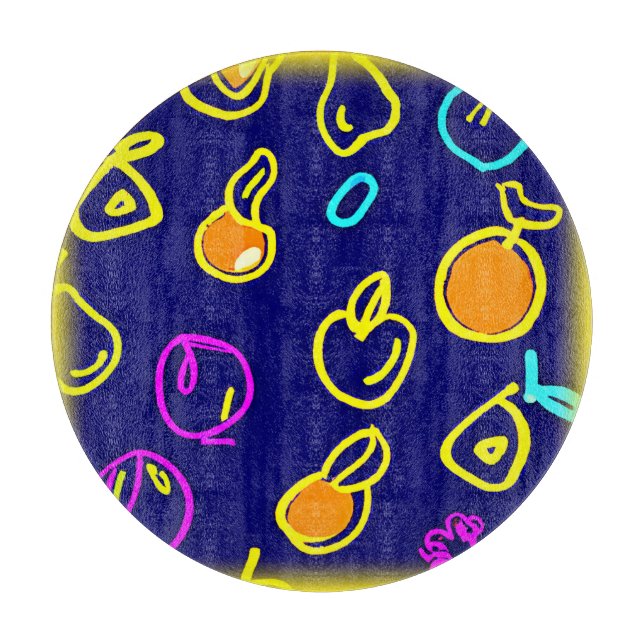 Design des dynamischen Neonfruchtmusters Schneidebrett (Vorderseite)