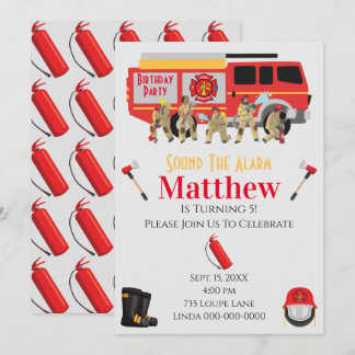 Design des Feuerwehrspielers Kind Geburtstagsparty Einladung