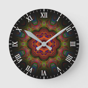 Design des Floral Kaleidoskop Runde Wanduhr