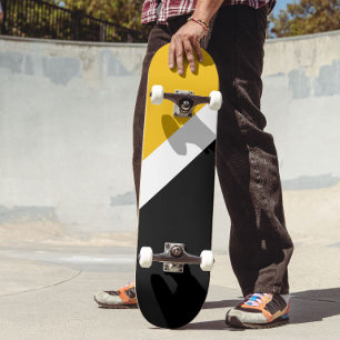 Design des gelben, weißen Schwarz-Farbblockes Skateboard