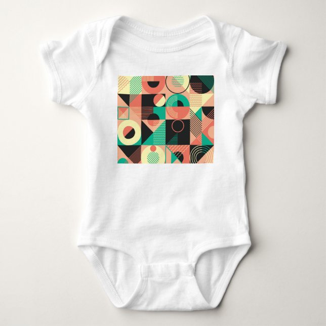 Design des geometrischen Retromusters Baby Strampler (Vorderseite)