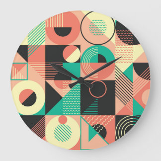 Design des geometrischen Retromusters Große Wanduhr