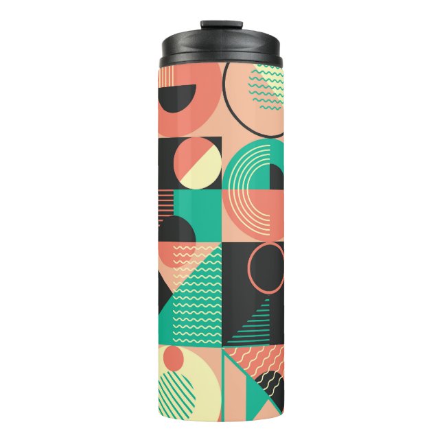 Design des geometrischen Retromusters Thermosbecher (Vorderseite)