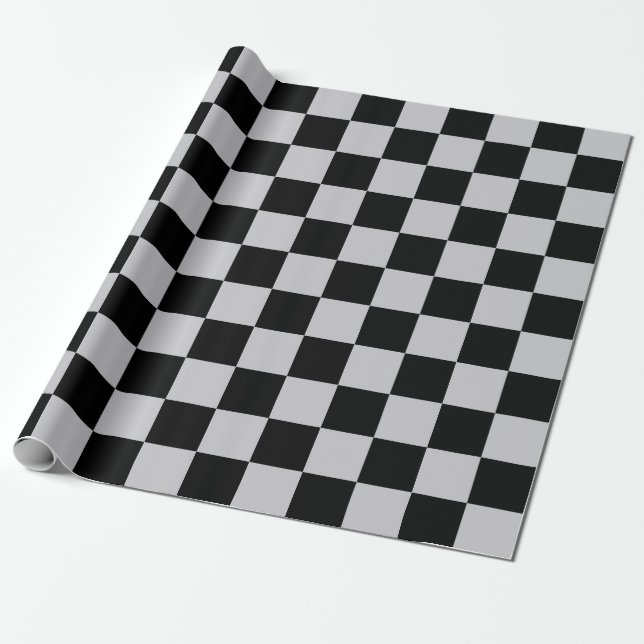Design des grauen Schachbretts Geschenkpapier (Ungerollt)