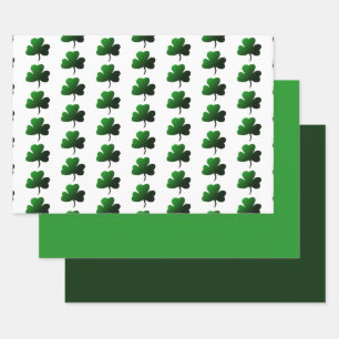Design des grünen Kleeblatts Geschenkpapier Set
