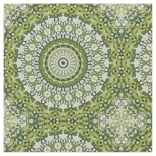 Design des grünen und weißen Mandala-Musters Stoff (Nahaufnahme)