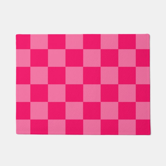 Design des hellen und Hot-Pink-Schachbretts Fußmatte (Vorderseite)