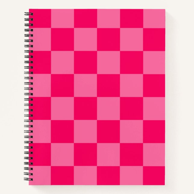 Design des hellen und Hot-Pink-Schachbretts Notizbuch (Vorderseite)