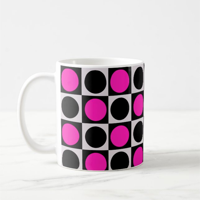 Design des hintereinander rosa schwarzen Kreises Kaffeetasse (Links)