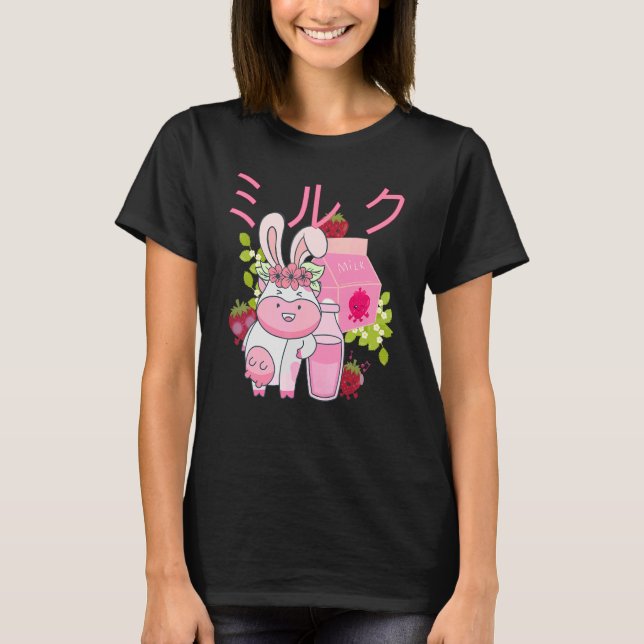 Design des japanischen Erdbeermilch-Pops T-Shirt (Vorderseite)