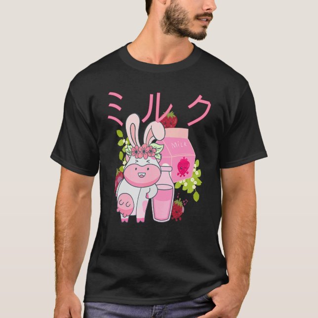 Design des japanischen Erdbeermilch-Pops T-Shirt (Vorderseite)
