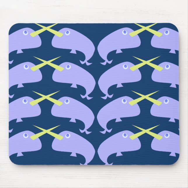 Design des lila Cartoon Narwhal Pair Mousepad (Vorne)