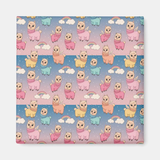 Design des magischen Einhorn- und Sternmusters Magnet (Vorne)