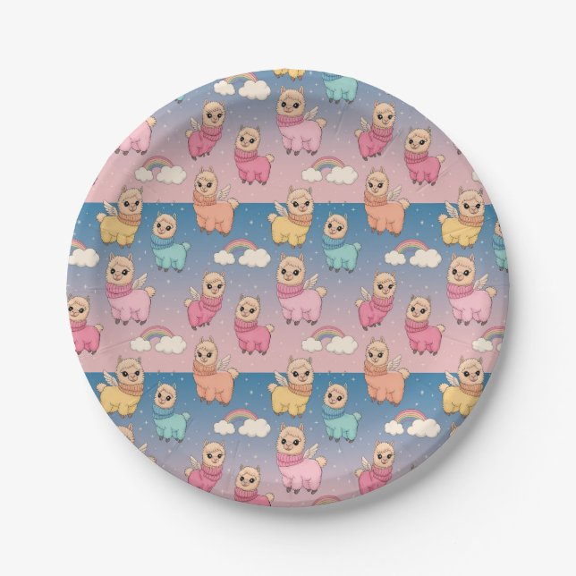 Design des magischen Einhorn- und Sternmusters Pappteller (Vorderseite)