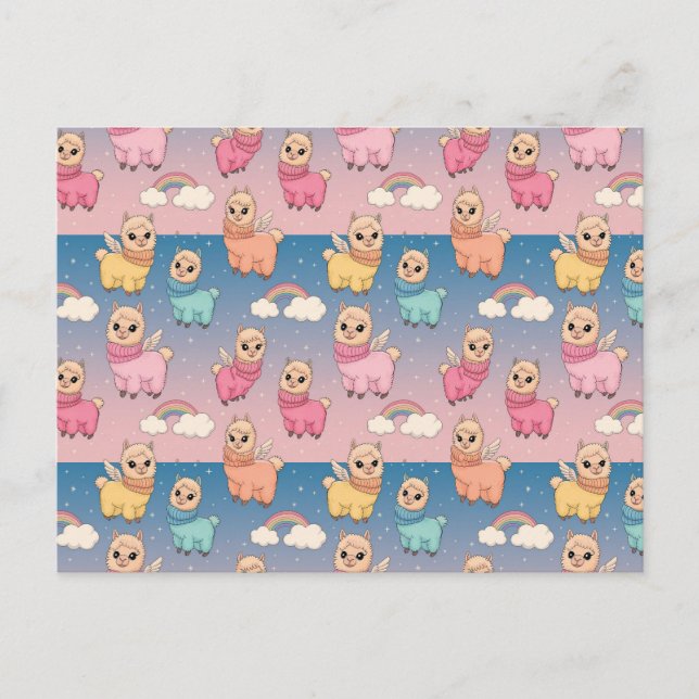 Design des magischen Einhorn- und Sternmusters Postkarte (Vorderseite)