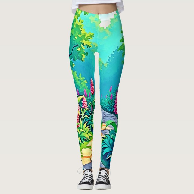 Design des magischen Gartenpfads Leggings (Vorderseite)