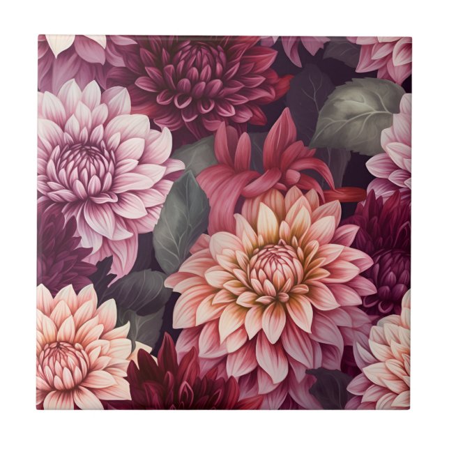 Design des Musters "Wasserfarbe Rosa Dahlia" Fliese (Vorderseite)