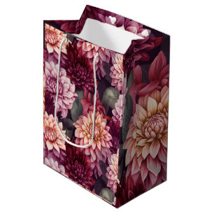 Design des Musters "Wasserfarbe Rosa Dahlia" Mittlere Geschenktüte