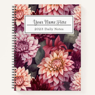 Design des Musters "Wasserfarbe Rosa Dahlia" Notizbuch